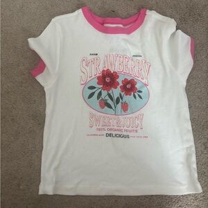 H&M White and Pink Short Sleeve Tee with Graphic Design